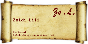 Zsidi Lili névjegykártya